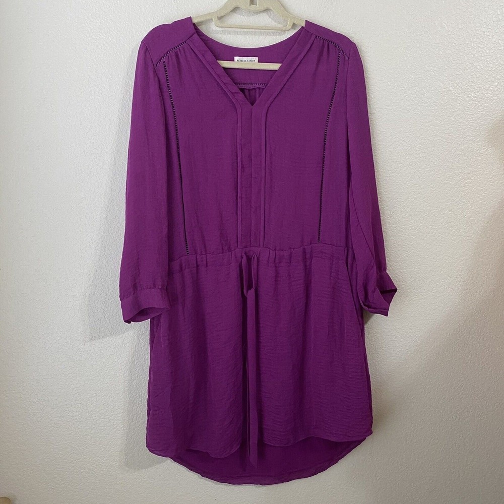 Rebecca Taylor Dress Womens Size 6 Knee Length Tie Sash Purple Lined